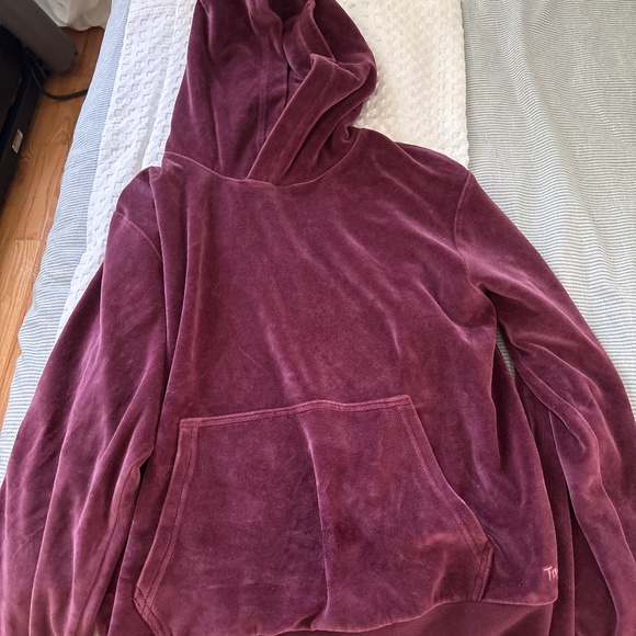 TNA Velour Hoodie Sweatshirt Maroon Burgundy Women’s Medium - Picture 2 of 2